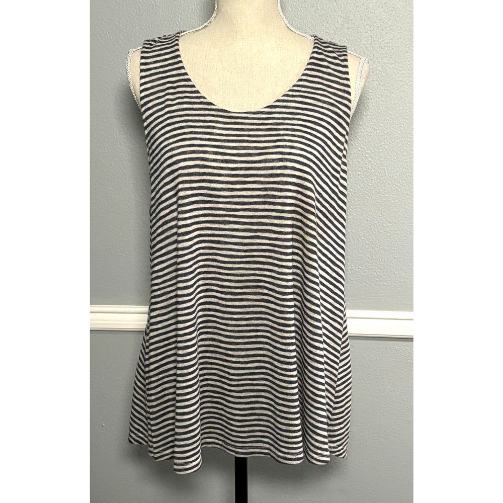 W5 STRIPED COASTAL LIGHTWEIGHT SLEEVELESS LONG LINE SWING TANK SIZE LARGE